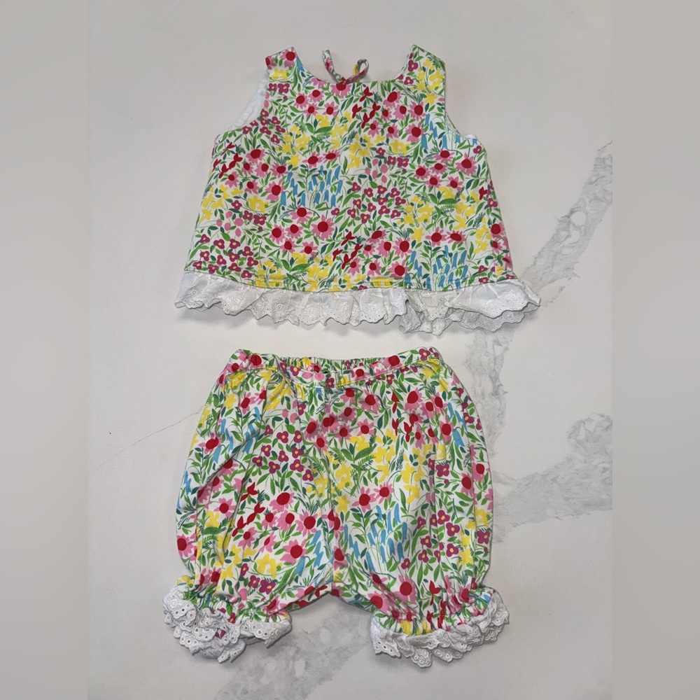 Ralph Lauren floral pinafore diaper set girls